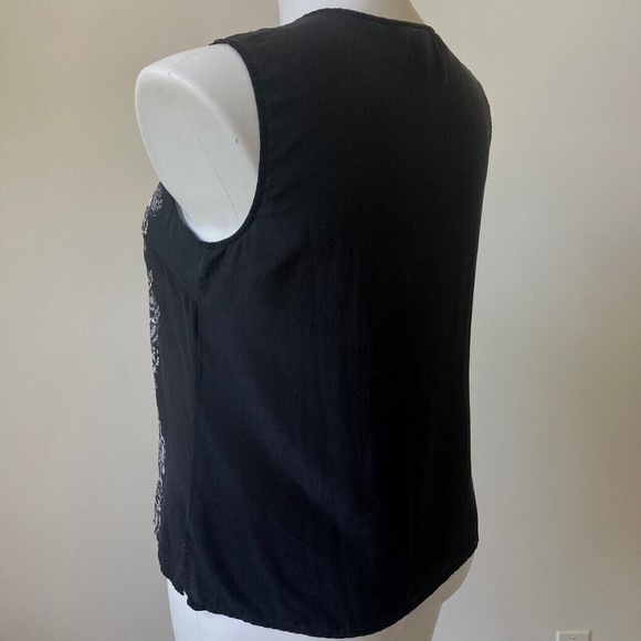 Talbots Silk Top Women Size 12 Sleeveless Blouse Semi Keyhole Floral Print Class - Picture 6 of 9